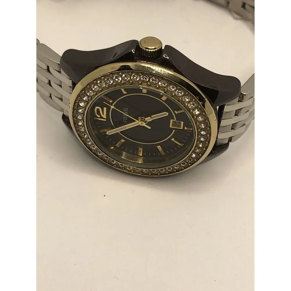 Fossil CE1055 Women's Stainless Steel Analog Black Dial Quartz Wrist Watch OP620